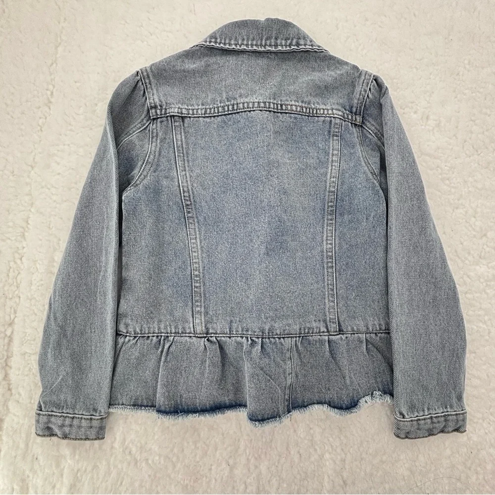 Hayden Girls Acid Wash Denim Jacket Raw Hem Ruffled Size Small 100% Cotton NWOT - Picture 5 of 10